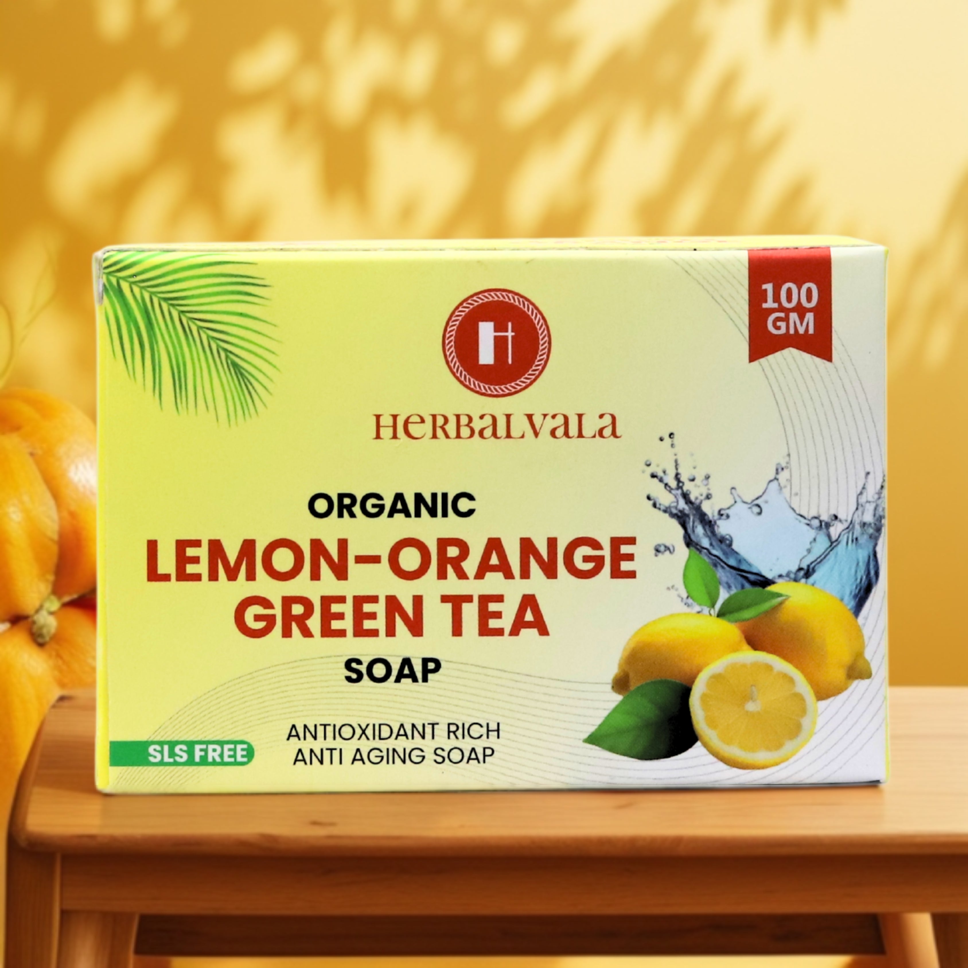 Herbalvala Glycerin-Based Lemon Orange Soap for Refreshed & Nourished Body || Orange & Lemon Bathing Soap for Anti-Wrinkle Chemical Free || All Skin Type (Pack of 3)